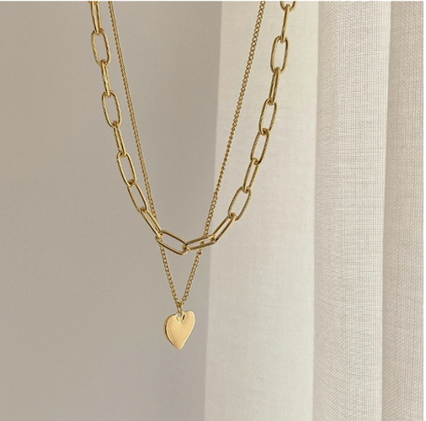 Two layer Heart Chain - Gold